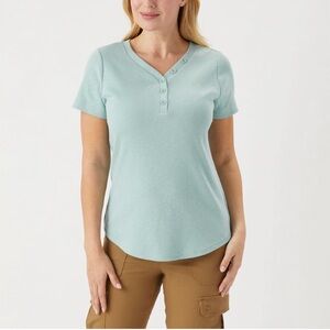 Duluth Trading Co women’s makers green Short Sleeve ribbed top shirt